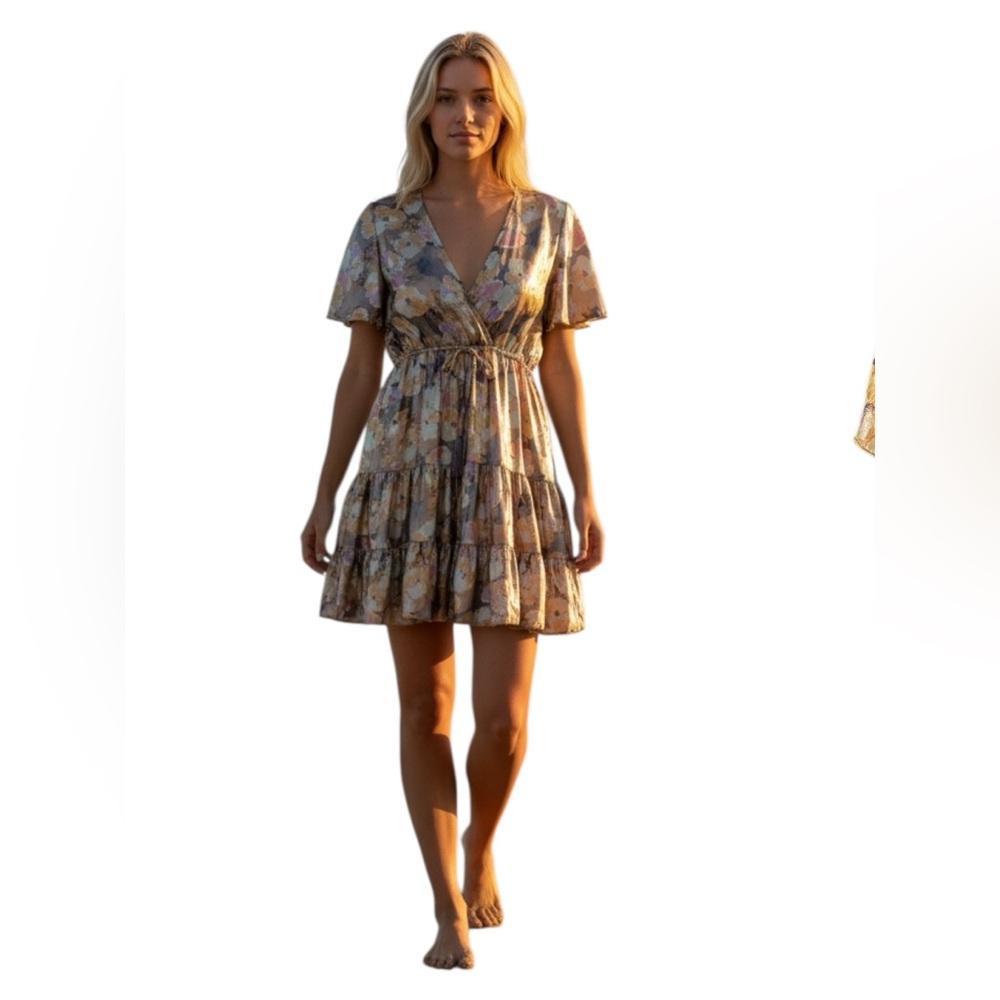 Women’s dress shimmer metallic ruffled flare size small